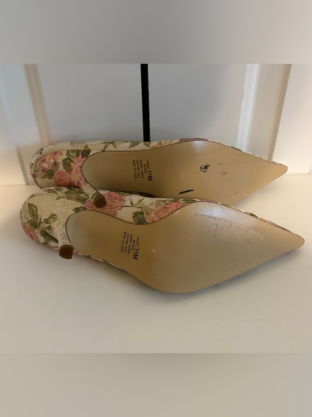 RSVP, Pearl-Embellished Floral Pointed-Toe Heels - Pink/Green, Size 11, NWOT - Picture 5 of 8